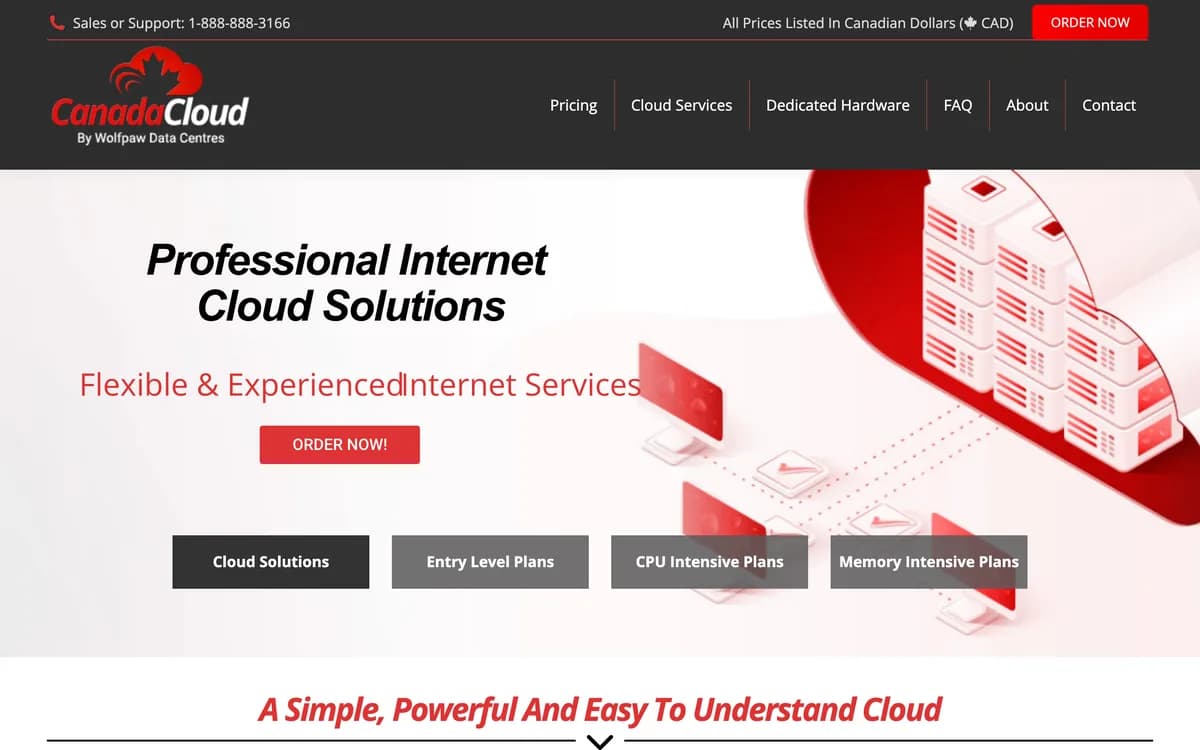 The Canada Cloud homepage