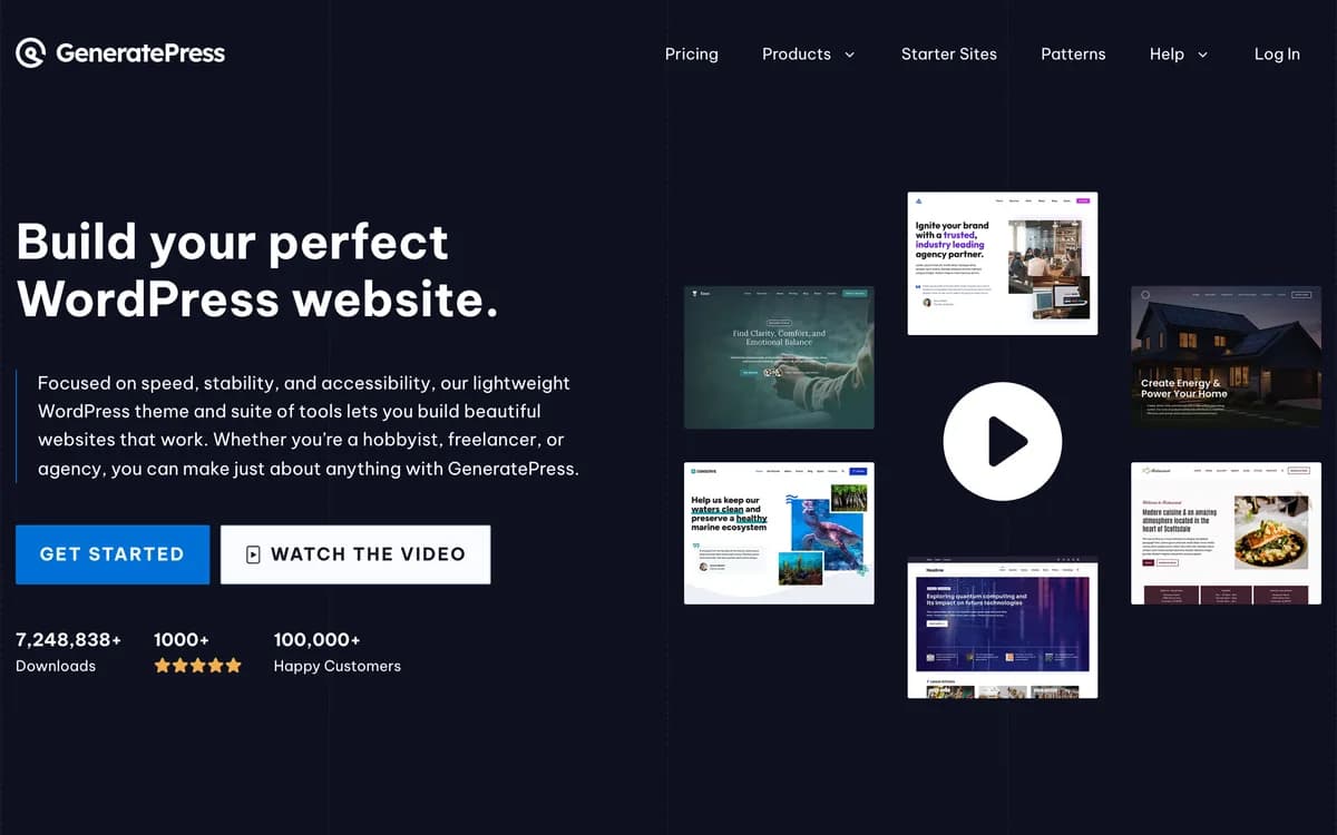 The GeneratePress homepage