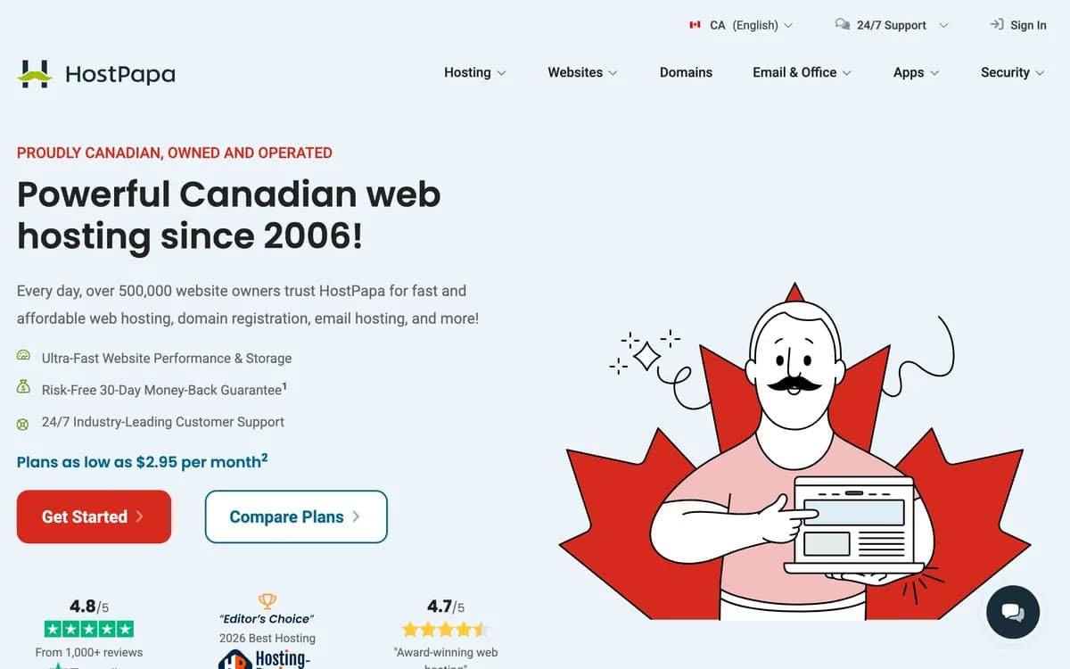 The HostPapa homepage