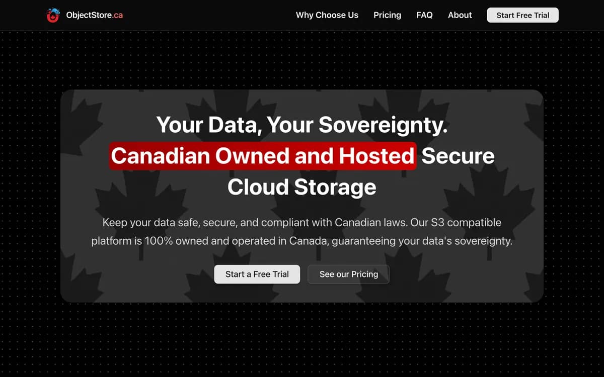 The ObjectStore.ca homepage